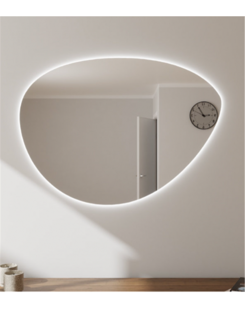 Netaisyklingos organinės formos veidrodis Otas su galiniu LED apšvietimu, Nestandartinių formų veidrodžiai, veidrodžiai Be