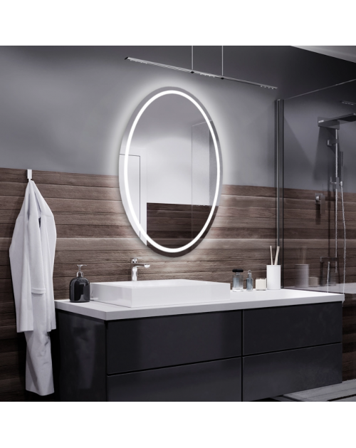 Alasta Panama elipsės formos viedrodis su LED apšvietimu, įvairių dydžių, Ovalūs veidrodžiai, veidrodžiai Be rėmelio
