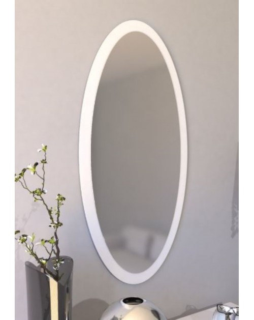 Ovalus pakabinamas veidrodis Dominika su baltu stikliniu rėmeliu, Ovalūs veidrodžiai, veidrodžiai Su rėmeliu